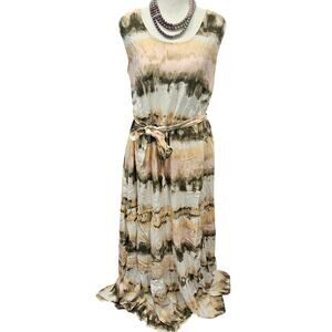 Ava & viv rayon maxi dress 0x xl plus tiedye boho tie waist coastal beach